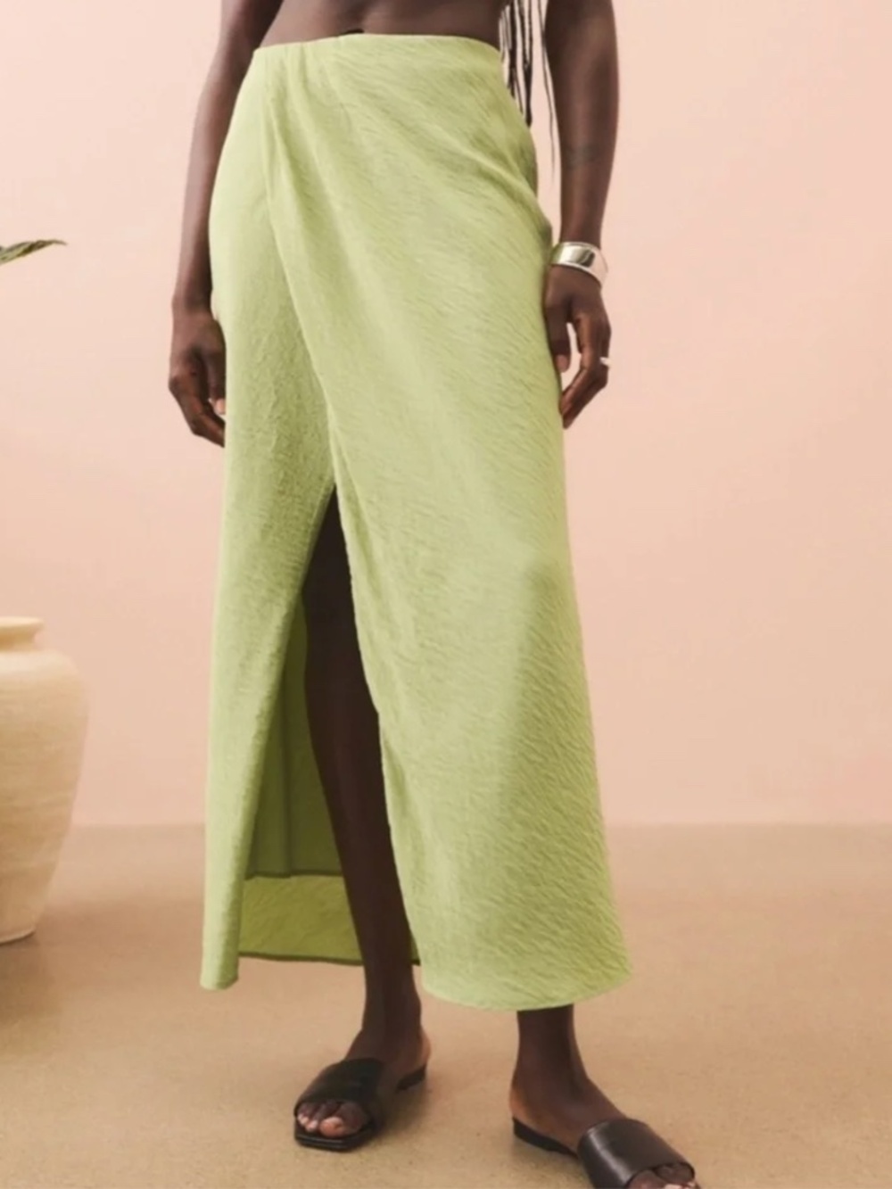 Abercrombie & Fitch Mid-Rise Sarong Light Green Maxi Skirt